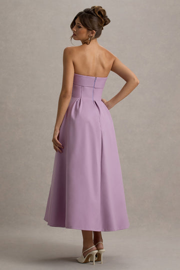 Annalise Lilac Bandeau Skater Midi Dress